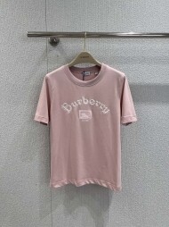 버버리 BURBERRY 레터링 전마 자수 라운드 여성 반팔 티셔츠