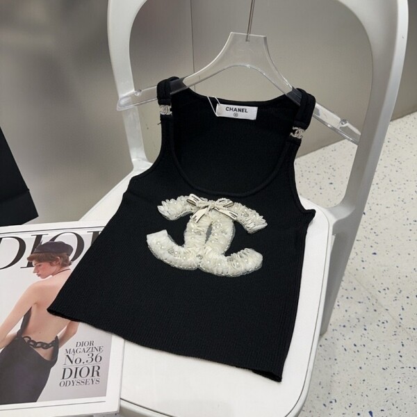 위핑,샤넬 CHANEL 로고 패션 캐주얼 민소매 베스트