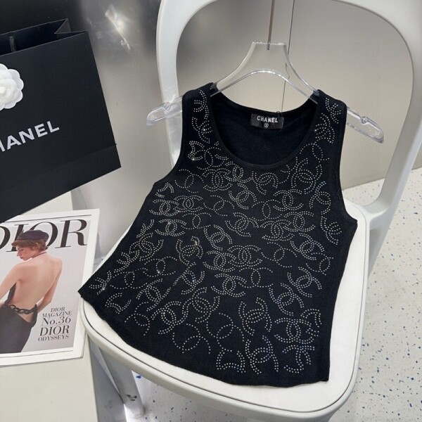 위핑,샤넬 CHANEL 로고 패션 캐주얼 민소매 베스트