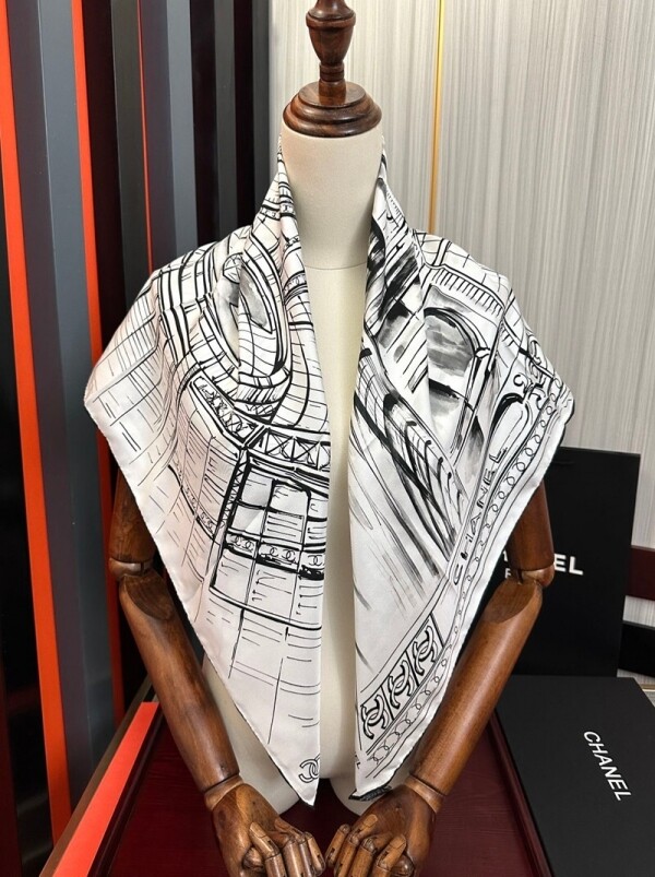 위핑,샤넬 CHANEL 모던 디자인 패턴 캐주얼 스카프