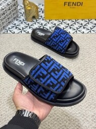 펜디 FENDI 레터링 로고 가죽 통굽 벨크로 커플 슬리퍼
