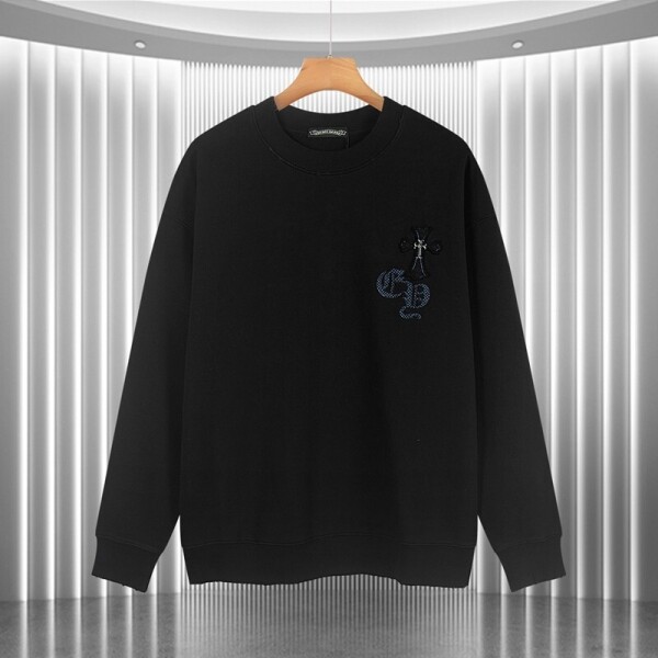 위핑,크롬하츠 Chrome Hearts 십자가자수+철물로고 라운드커플긴팔맨투맨