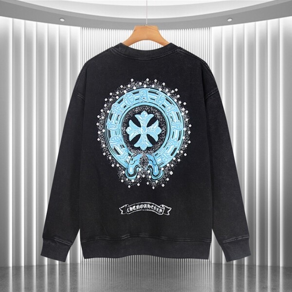 위핑,크롬하츠 Chrome Hearts 패션 프린트 캐주얼 워싱 라운드 긴팔 커플 맨투맨