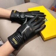 펜디 FENDI 메탈 영문 로고 아웃도어 여성 가죽 장갑