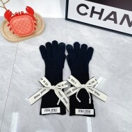 미우미우 MIU MIU 왕리본 진주 패션 여성 양모 장갑