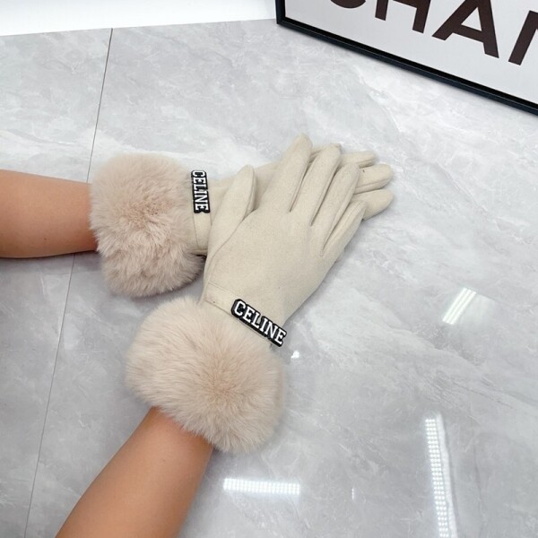 위핑,셀린느 CELINE 영문로고 토끼털 여성양털장갑