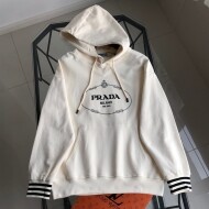 프라다 PRADA 타원형 영문 자수 후드 커플 맨투맨