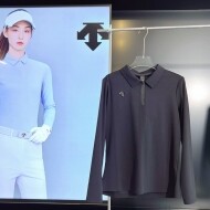 데상트 DESCENTE 심플 트레이닝 반집업 여성 긴팔 폴로 티