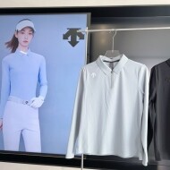 데상트 DESCENTE 심플 트레이닝 반집업 여성 긴팔 폴로 티