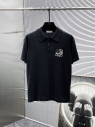 로에베 LOEWE 로고 디자인 캐주얼 모직 폴로넥 반팔