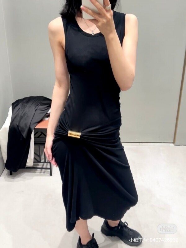 위핑,로에베 LOEWE 랩 셔링 슬림 민소매 나시 원피스