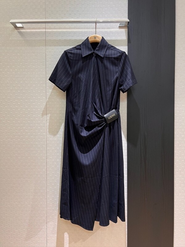 위핑,로에베 LOEWE 스트라이프 셔링 셔츠 반팔 원피스