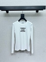 셀린느 CELINE 클래식 로고 캐주얼 라운드 긴팔 톱