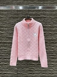 셀린느 CELINE 클래식 무늬 자카르 집업 니트 카디건