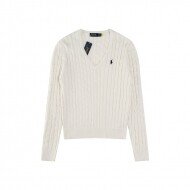 폴로 랄프로렌 RALPH LAUREN 자수 브이넥 긴팔 니트 톱