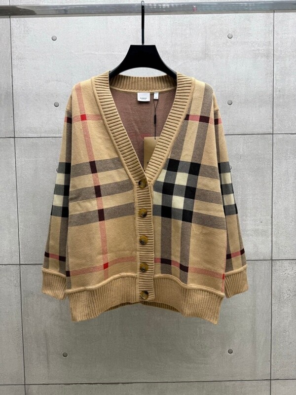 위핑,버버리 BURBERRY 모던 클래식 체크 캐주얼 니트 카디건