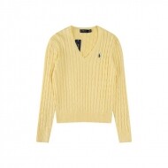 폴로 랄프로렌 RALPH LAUREN 자수 브이넥 긴팔 니트 톱