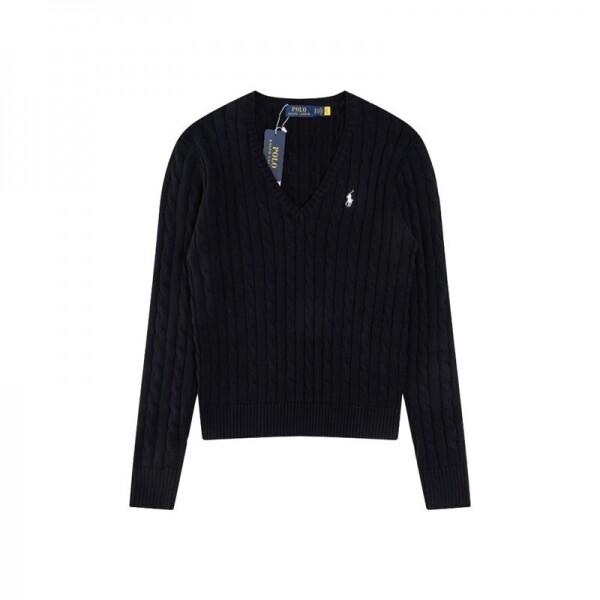 위핑,폴로 랄프로렌 RALPH LAUREN 자수 브이넥 긴팔 니트 톱