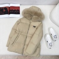 프라다 PRADA 모던 심플 여성 블루종 다운 코트