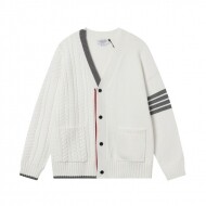 톰브라운 Thom Browne 와이드 브이넥 꽈배기 짜임 모던 남녀 니트 카디건