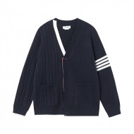 톰브라운 Thom Browne 와이드 브이넥 꽈배기 짜임 모던 남녀 니트 카디건