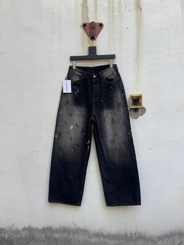 위핑,아크네 스튜디오 Acne Studios 그래피티 보카시 와이드 워싱 구제 남녀 청바지
