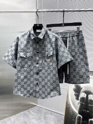 구찌 GUCCI 로고 클래식 빈티지 캐주얼 반팔 반팔 세트