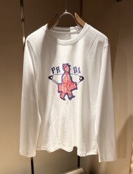 프라다 PRADA 패션 프린트 트렌드 캐주얼 긴팔티셔츠 남녀공용