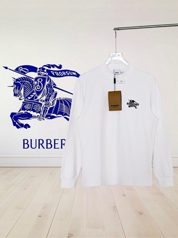위핑,버버리 BURBERRY 로고 자수 모던 심플 캐주얼 긴팔 티셔츠 남녀공용