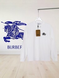 버버리 BURBERRY 로고 자수 모던 심플 캐주얼 긴팔 티셔츠 남녀공용