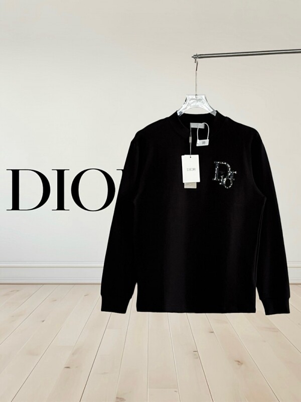 위핑,디올 DIOR 로고 자수 모던 심플 캐주얼 긴팔 티셔츠 남녀공용