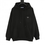 프라다 PRADA 가슴 포켓 삼각 로고 디자인으로 스타일리시 캐주얼 후드티셔츠