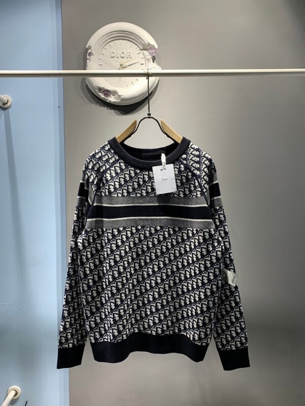 위핑,디올 DIOR 로고 자카드 클래식 빈티지 양면 니트