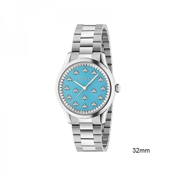위핑,구찌 G 타임리스 Turquoise 스톤 다이얼 Bees 여성 시계 YA1265044