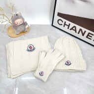 몽클레르 MONCLER 클래식 로고 비니+니트머플러+장갑 세트