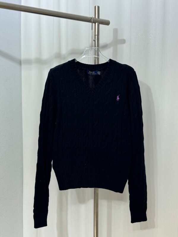 위핑,폴로 랄프로렌 POLO RALPH LAUREN 스몰 레플리카 브이넥 풀오버 꽈배기 스웨터