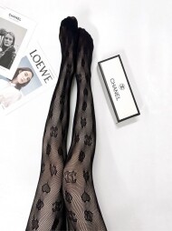 샤넬 CHANEL 클래식 로고 시스루 섹시 점프슈트 스타킹