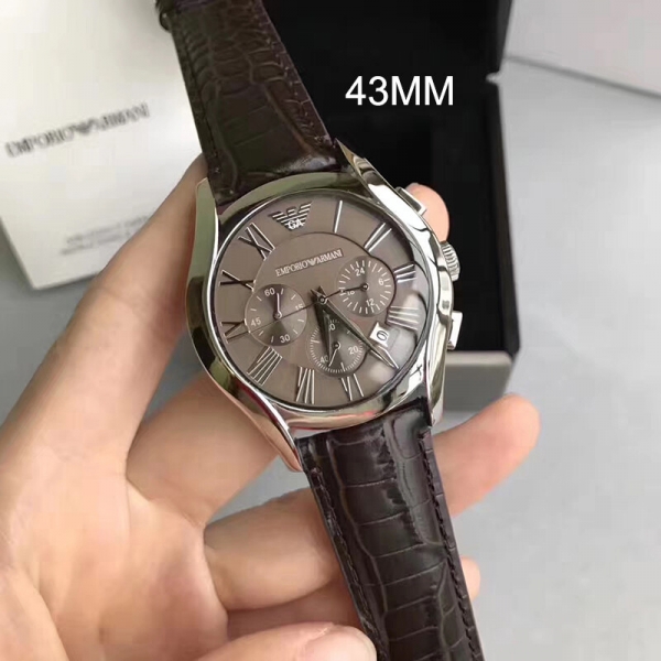 위핑,Emporio Armani 엠포리오 아르마니 남성 가죽 레더 스트랩 남성용 시계 - AR0671
