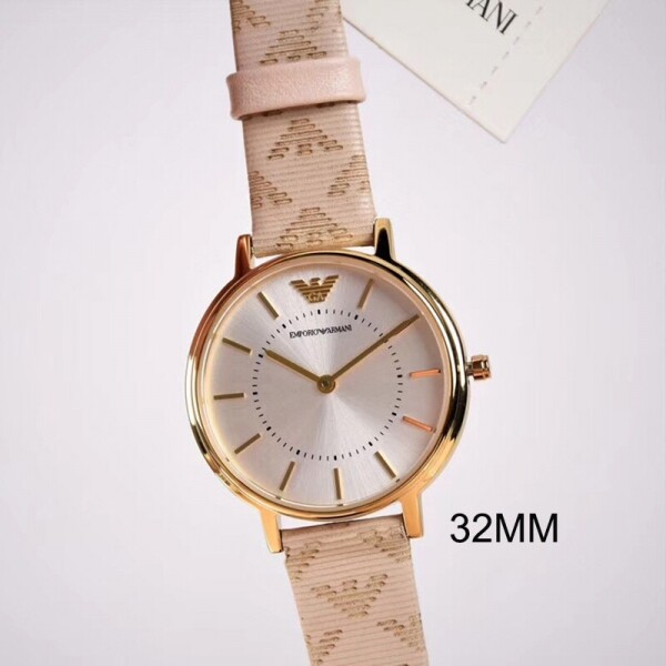 위핑,Emporio Armani 엠포리오 아르마니 여성 실버 다이얼 브라운 레더 스트랩 여성용 시계 - AR11009