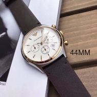 Emporio Armani 엠포리오 아르마니 남성 화이트 다이얼 레더 스태랩 남성용 시계 - AR11033