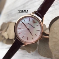 Emporio Armani 엠포리오 아르마니 여성 자개 다이얼 브라운 레더 스트랩 여성용 시계 - AR11057