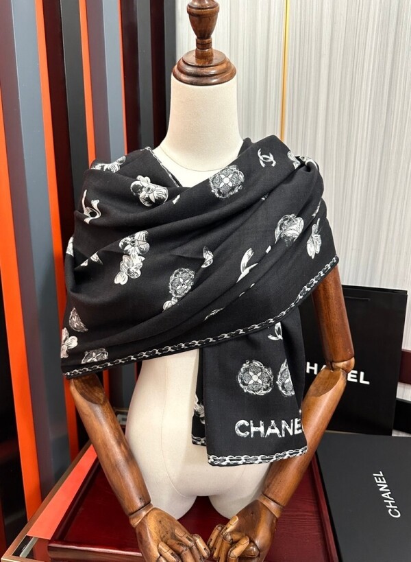 위핑,샤넬 CHANEL 로고 모던 클래식 빈티지 캐주얼 스카프