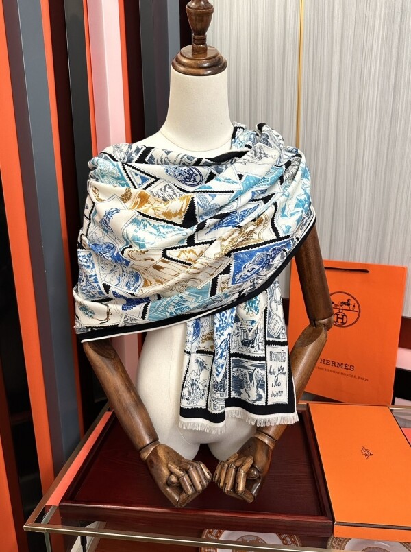위핑,에르메스 Hermès 모던 클래식 패턴 빈티지 캐주얼 스카프