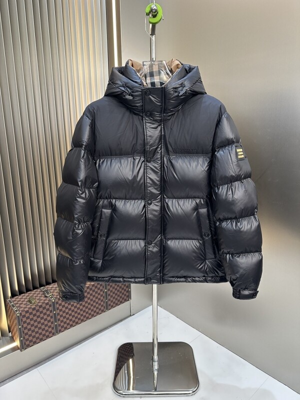 위핑,버버리 BURBERRY 클래식 로고 심플 캐주얼 후드 패딩 코트 남녀 공용 블랙