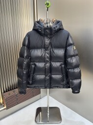 버버리 BURBERRY 클래식 로고 심플 캐주얼 후드 패딩 코트 남녀 공용 블랙