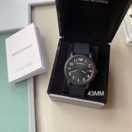 Emporio Armani 엠포리오 아르마니 남성 블랙 다이얼 블랙 러버 스트랩 남성용 시계 - AR11071