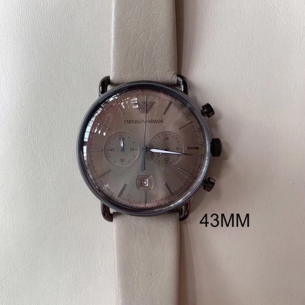 위핑,Emporio Armani 엠포리오 아르마니 남성 베이지 다이얼 베이지 레더 밴드 남성용 시계 - AR11107