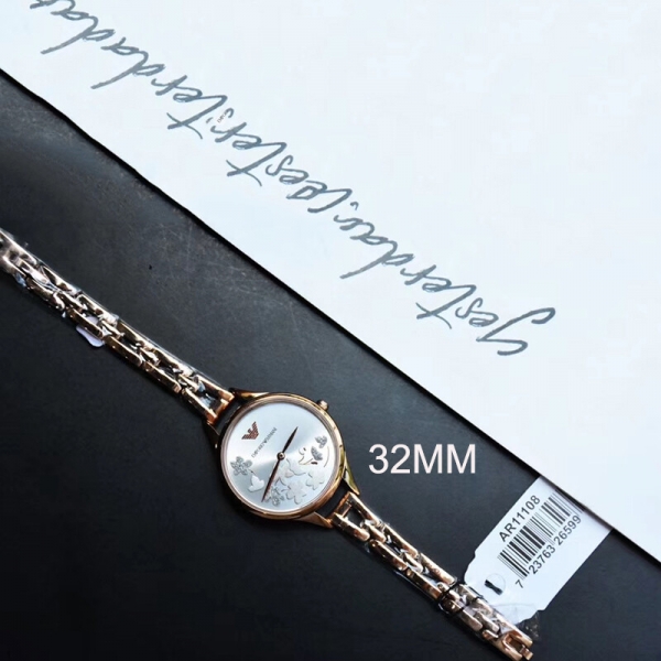 위핑,Emporio Armani 엠포리오 아르마니 여성 실버 다이얼 로즈골드 스틸 스트랩 여성용 시계 - AR11108