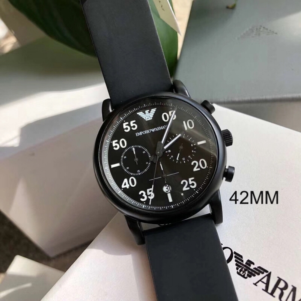 위핑,Emporio Armani 엠포리오 아르마니 남성 블랙 다이얼 러버 밴드 남성용 시계 - AR11133