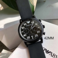 Emporio Armani 엠포리오 아르마니 남성 블랙 다이얼 러버 밴드 남성용 시계 - AR11133